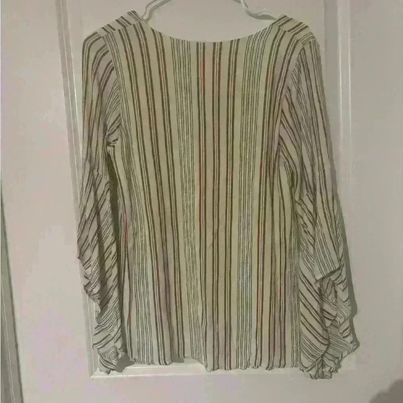 Altar’d State Striped V-Neck Bell Sleeve Top Size Small. - Picture 3 of 5